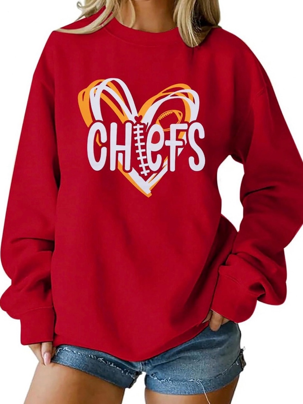 Kansas City Chiefs Game Day Sweatshirt Pullover Long Sleeve Oversized Fit Size S